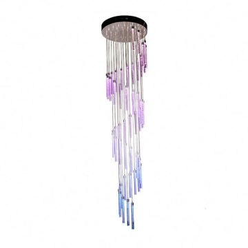 Circle Rings Light Modern Restaurant Led Rectangular Blue Purple Large Glass Lighting Decoration Chandelier